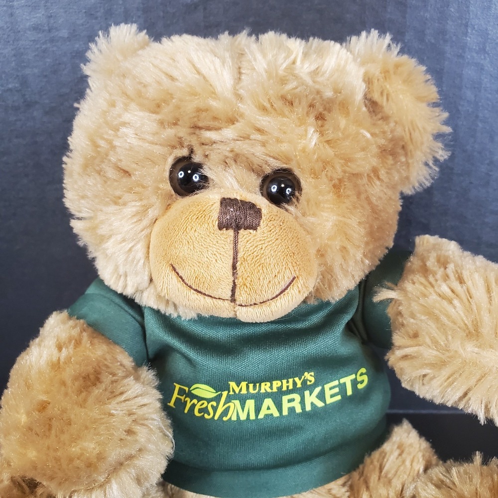 Murphy's Fresh Markets Plush Teddy Bear 8" Stuffed Animal Wearing Green T-shirt